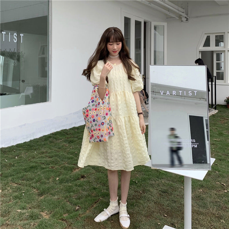 Sweet Puff Sleeve Dress