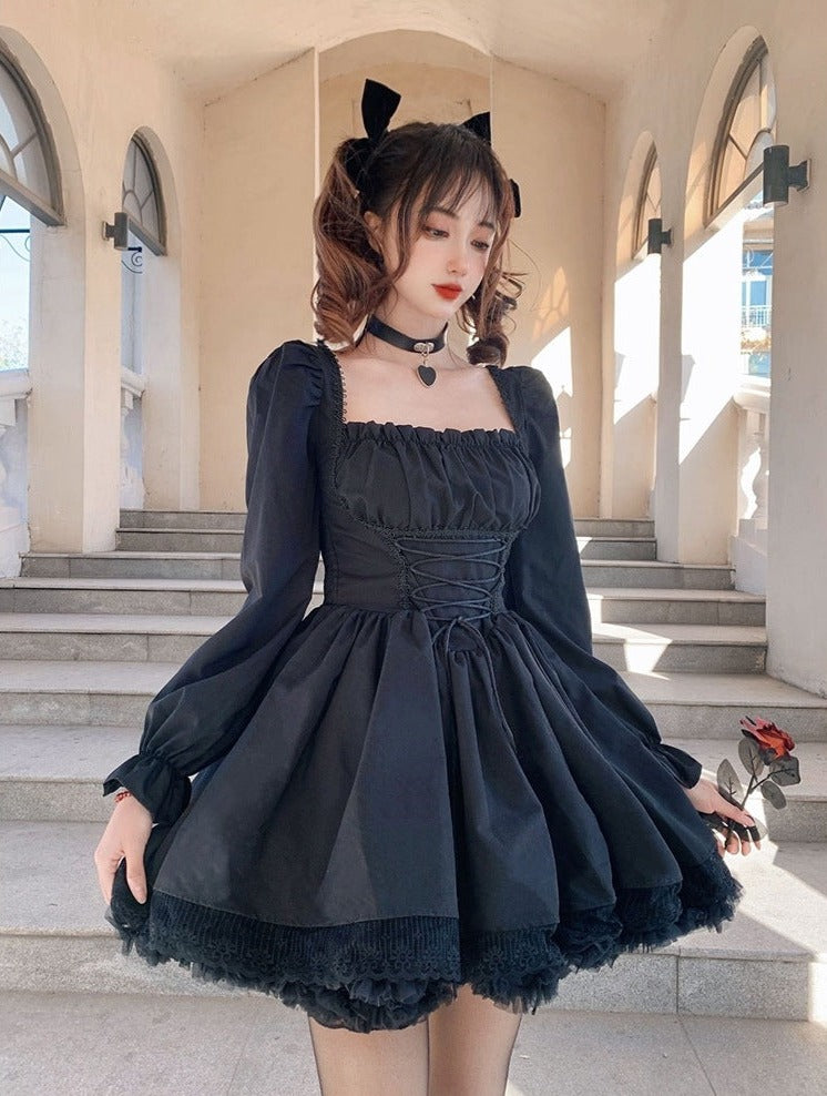 Delicate Lolita Lace Puff Sleeve Dress