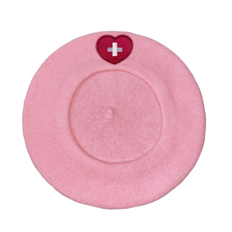 Love Cross Embroidery Beret