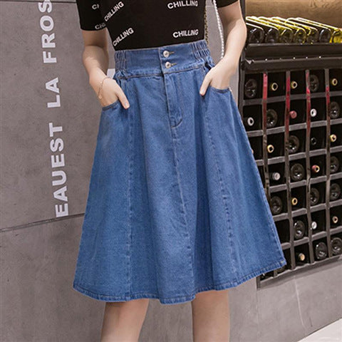 High Waist Flare Denim Skirt - Cherry Bomb