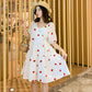 Sweet Berry Strawberry Embroidery Puff Dress