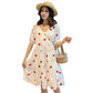 Sweet Berry Strawberry Embroidery Puff Dress