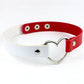 Love Heart Adjustable Leather Choker - Cherry Bomb