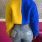 Fluffy Color Blocking Jacket - Cherry Bomb