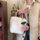 Cream and Cherry Fluffy Handbag