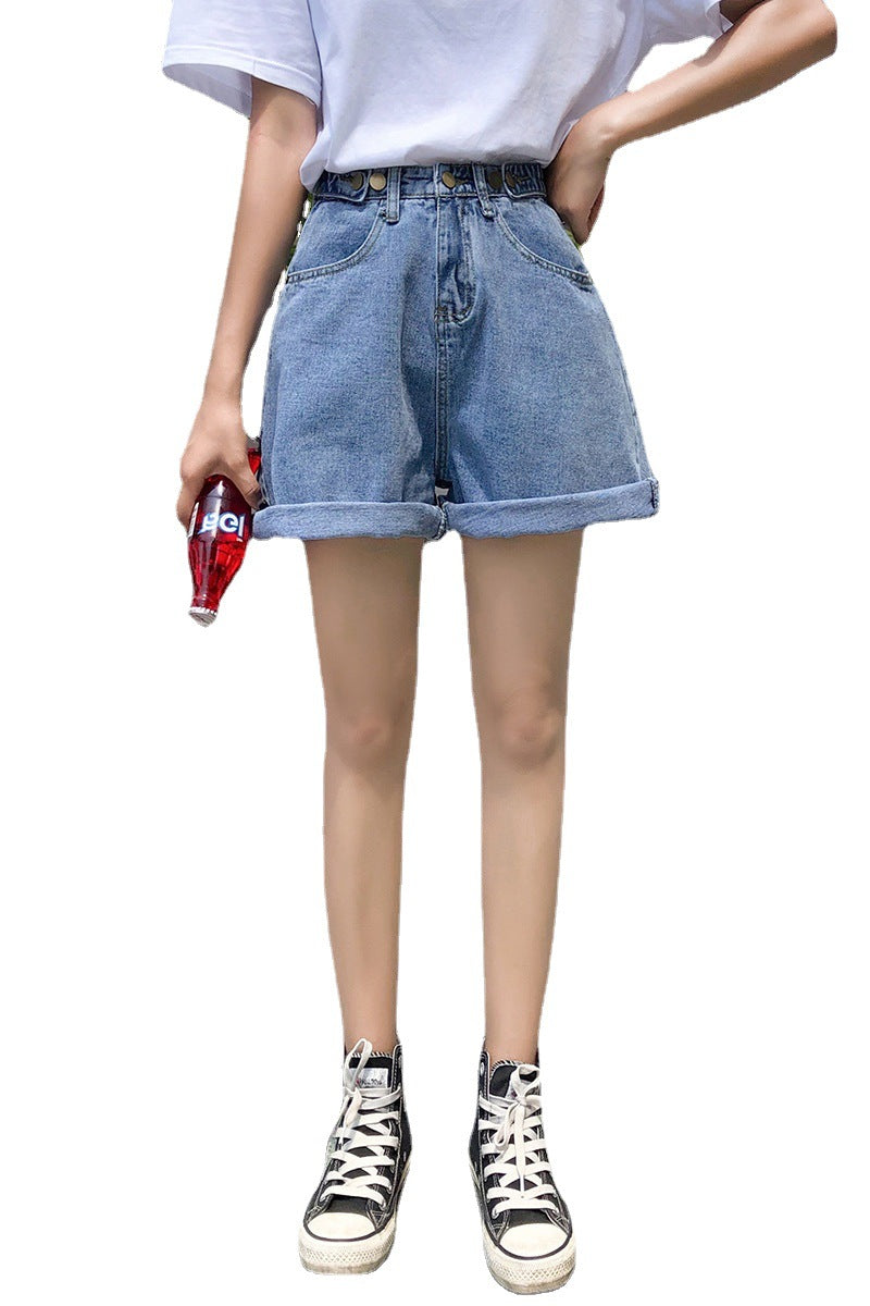 Vintage High-Waisted Denim Shorts - Cherry Bomb