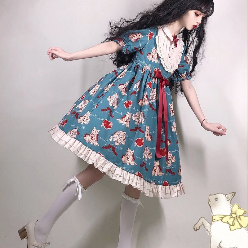 Sweet Dreams | Cat Lolita Dress - Cherry Bomb
