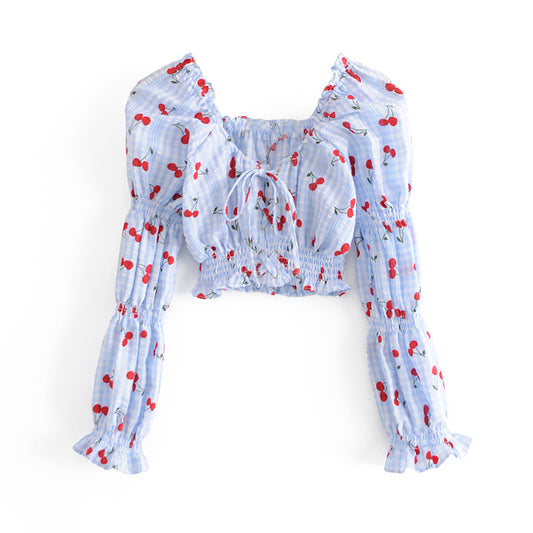 Cherry Print Plaid Top - Cherry Bomb