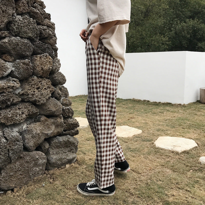 Coffee Plaid Suit Pants