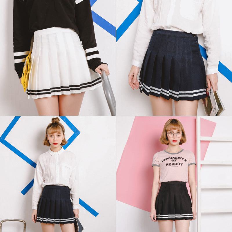 Pleated Sailor Skirt - Cherry Bomb