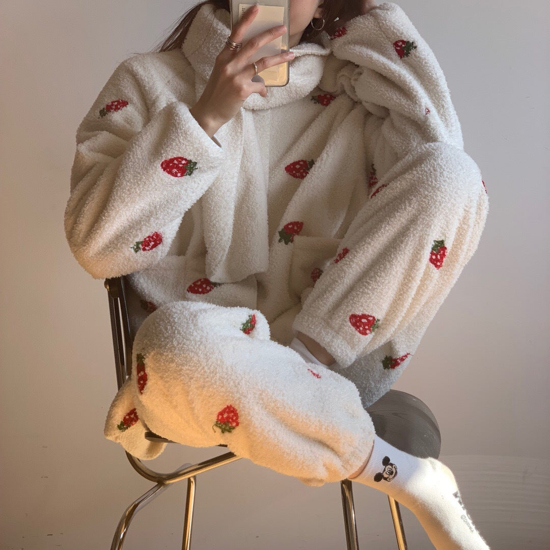 Strawberry Three-piece Pajamas Set - Cherry Bomb