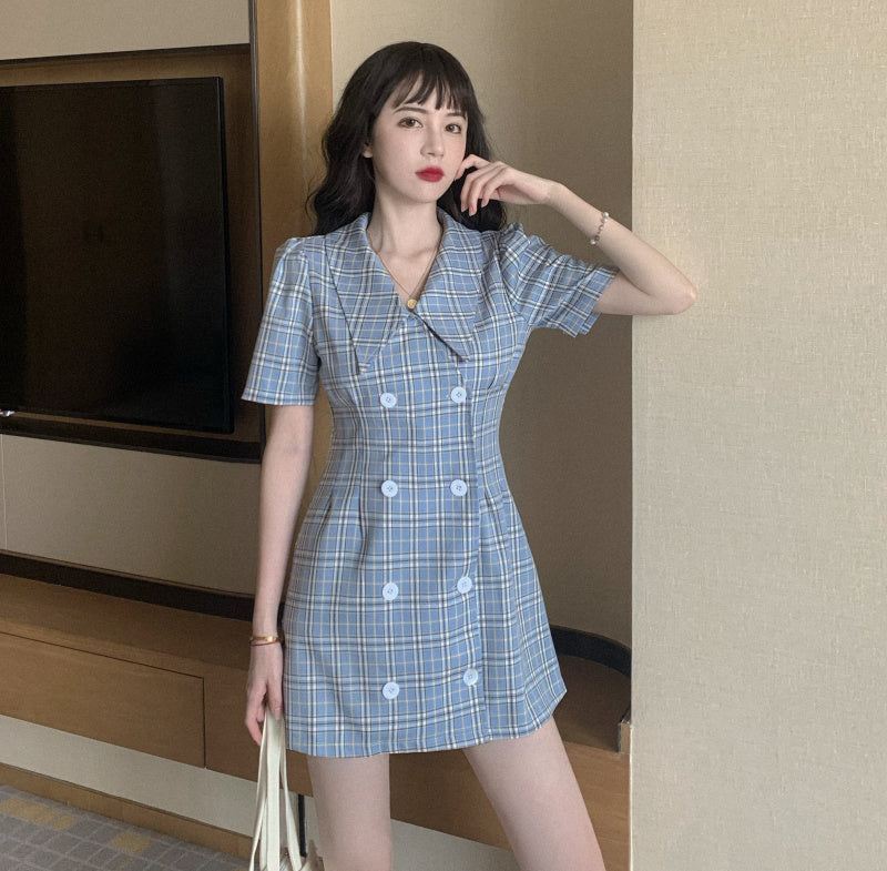 Light Academia Plaid Suit Dress