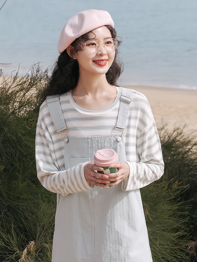 Loose Denim Overall Dress Two-piece - Cherry Bomb