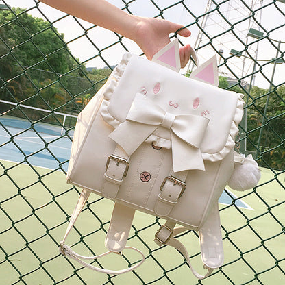 Kawaii Embroidered Cat Backpack