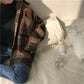 Plaid Mid-length Loose Woolen Coat - Cherry Bomb