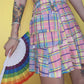 Candy High Waist Plaid Skirt - Cherry Bomb