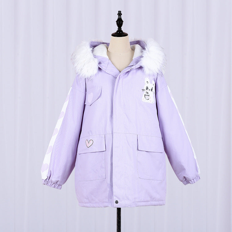 Kawaii Fluffy Bunny Parka Coat - Cherry Bomb