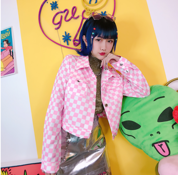 Checkerboard Plaid Jacket - Cherry Bomb