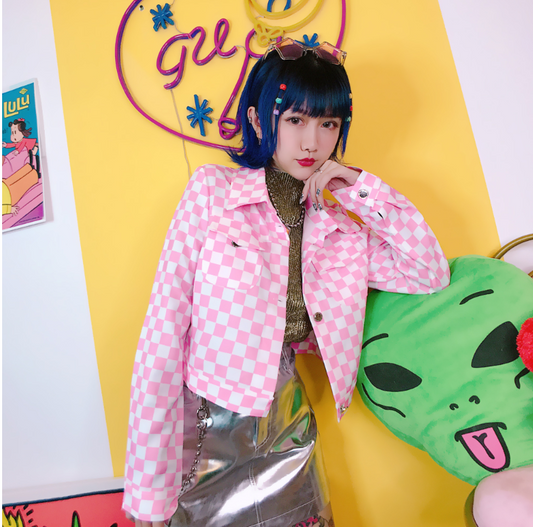 Checkerboard Plaid Jacket - Cherry Bomb