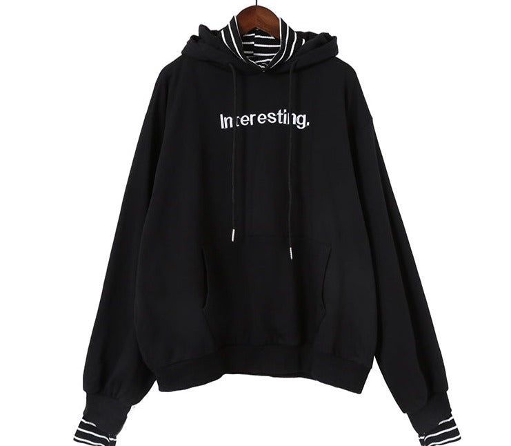 Striped Turtleneck Hoodie - Cherry Bomb