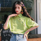Casual Loose Collared Top with Buttons - Cherry Bomb