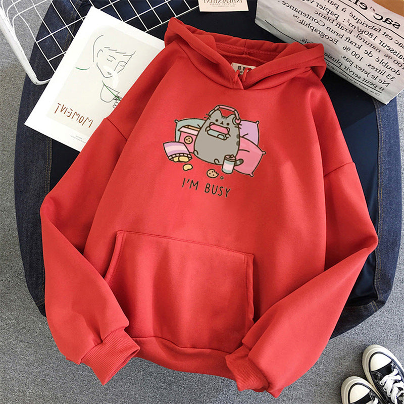 Pusheen Cat Hoodie |I'm Busy| Kawaii Harajuku Sweater - Cherry Bomb