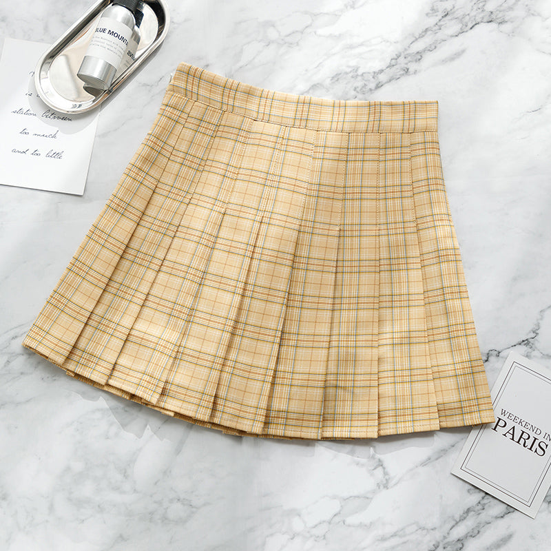Milk Tea Plaid Skirt