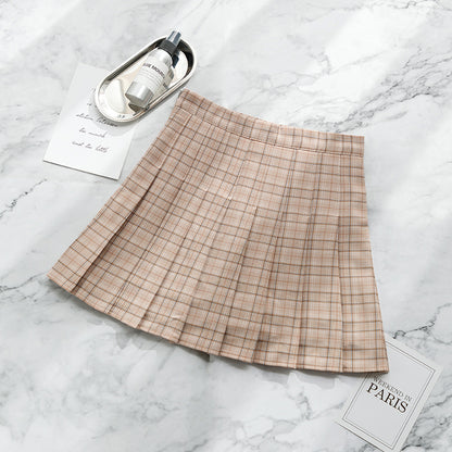 Milk Tea Plaid Skirt