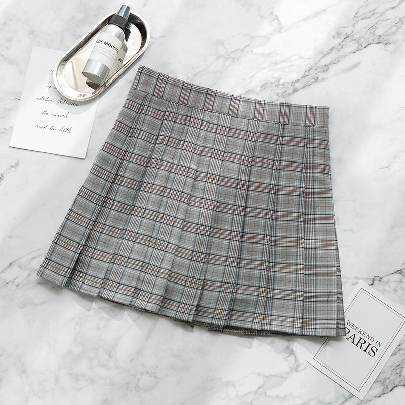 Milk Tea Plaid Skirt