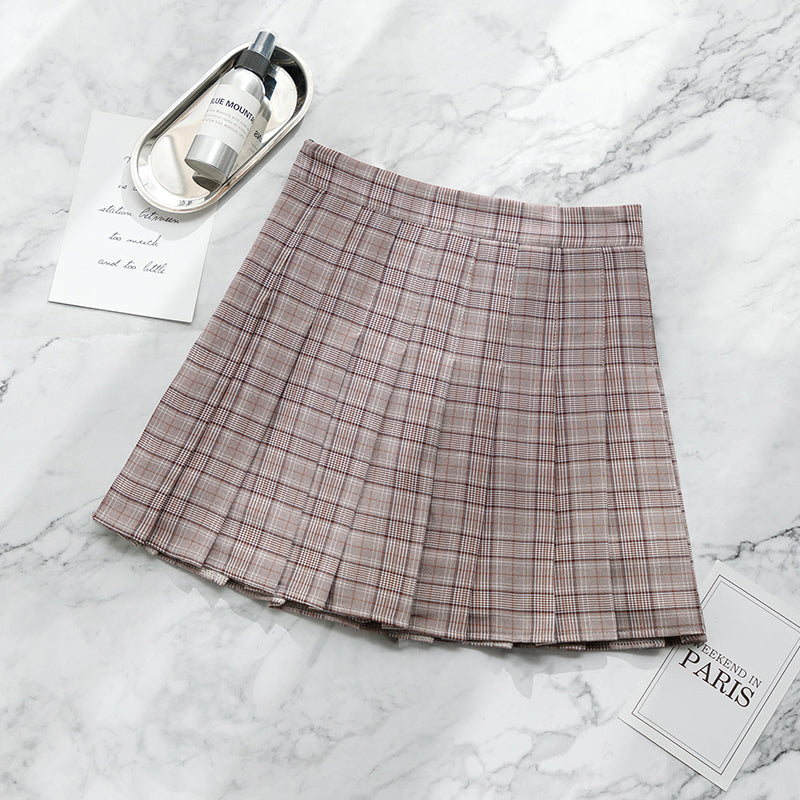 Milk Tea Plaid Skirt