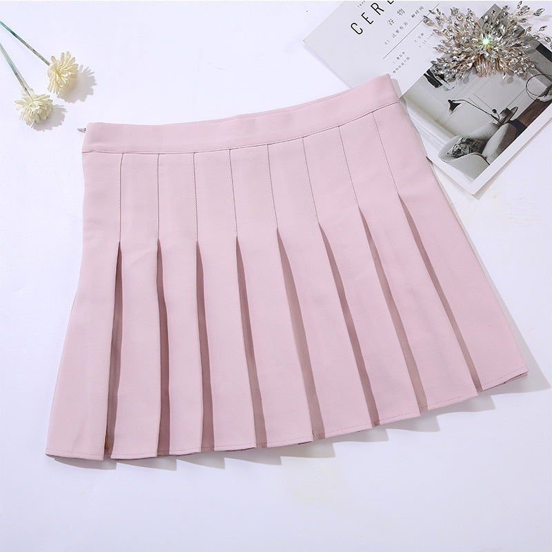 High Waist Pleated Skirt - Cherry Bomb