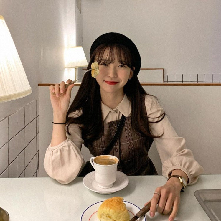 Dark Cocoa Plaid Dress and Top Set