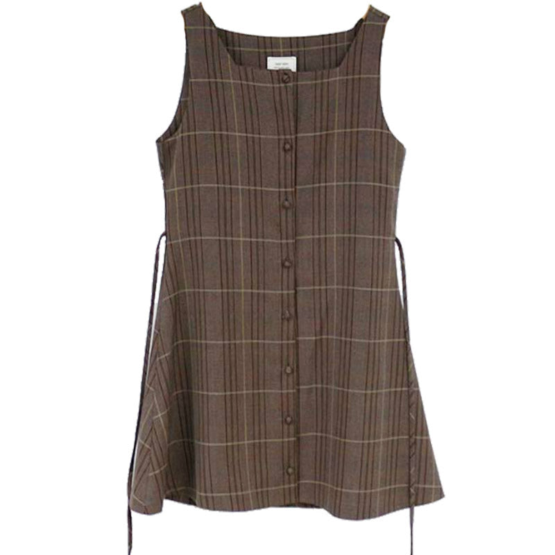 Dark Cocoa Plaid Dress and Top Set