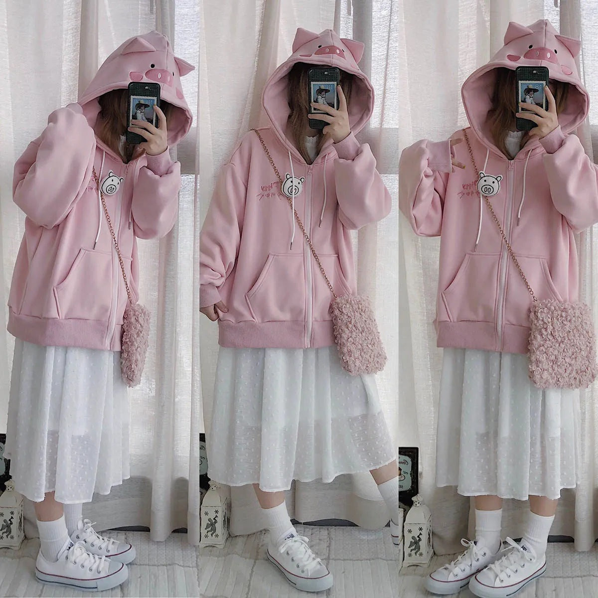 Pink Cute Pig Hoodie - Cherry Bomb