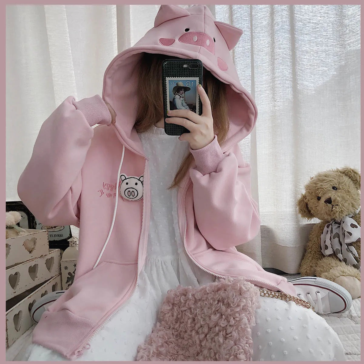 Pink Cute Pig Hoodie - Cherry Bomb