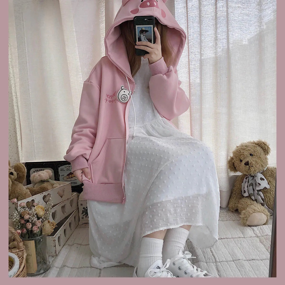 Pink Cute Pig Hoodie - Cherry Bomb