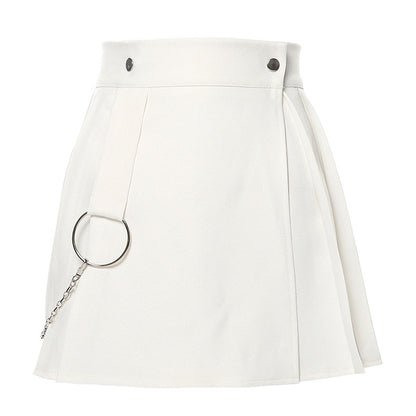 Street Style Pleated Skirt with Chain Hook - Cherry Bomb