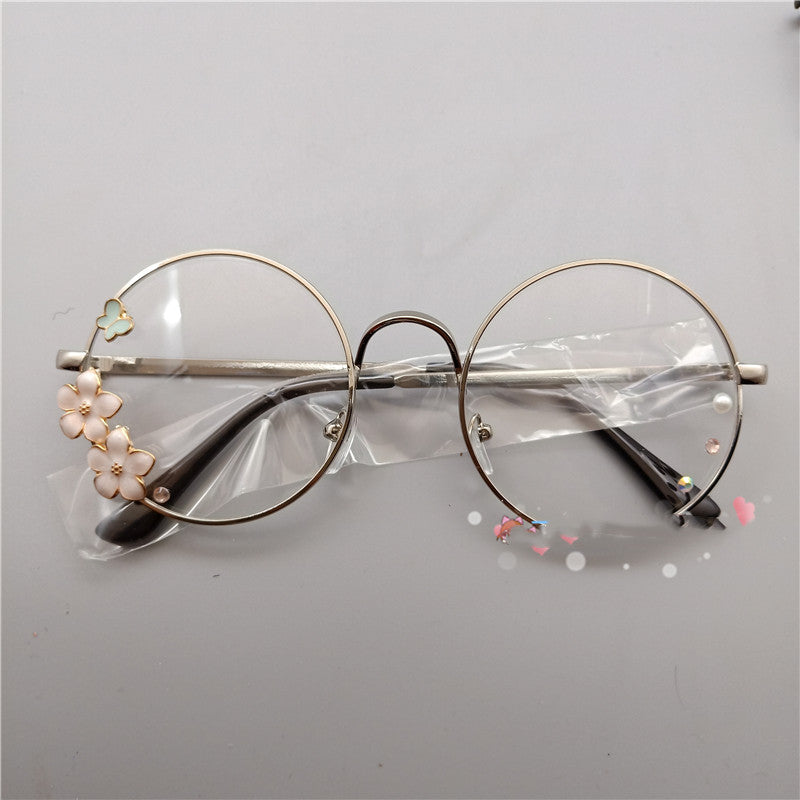 Retro Metal Round Cherry Blossom Display Glasses - Cherry Bomb