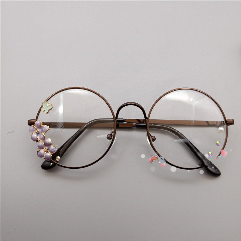 Retro Metal Round Cherry Blossom Display Glasses - Cherry Bomb