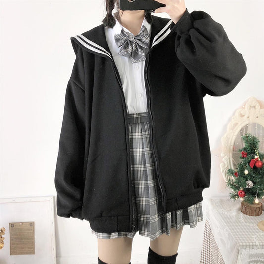 Sailor-Collar Japanese Streetwear Jacket - Cherry Bomb