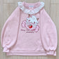 Lace Neck Cute Candy Embroidery Sweatshirt - Cherry Bomb