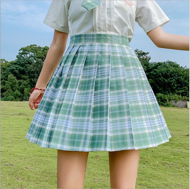 High Waist Plaid Pleated Skirt - Cherry Bomb