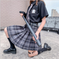 High Waist Plaid Pleated Skirt - Cherry Bomb