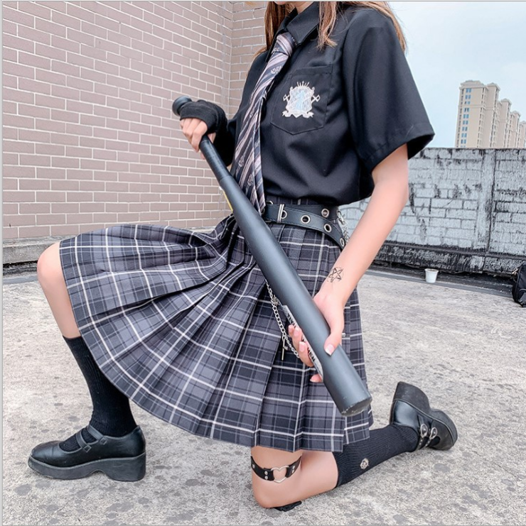 High Waist Plaid Pleated Skirt - Cherry Bomb