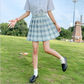 High Waist Plaid Pleated Skirt - Cherry Bomb
