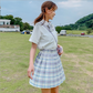 High Waist Plaid Pleated Skirt - Cherry Bomb