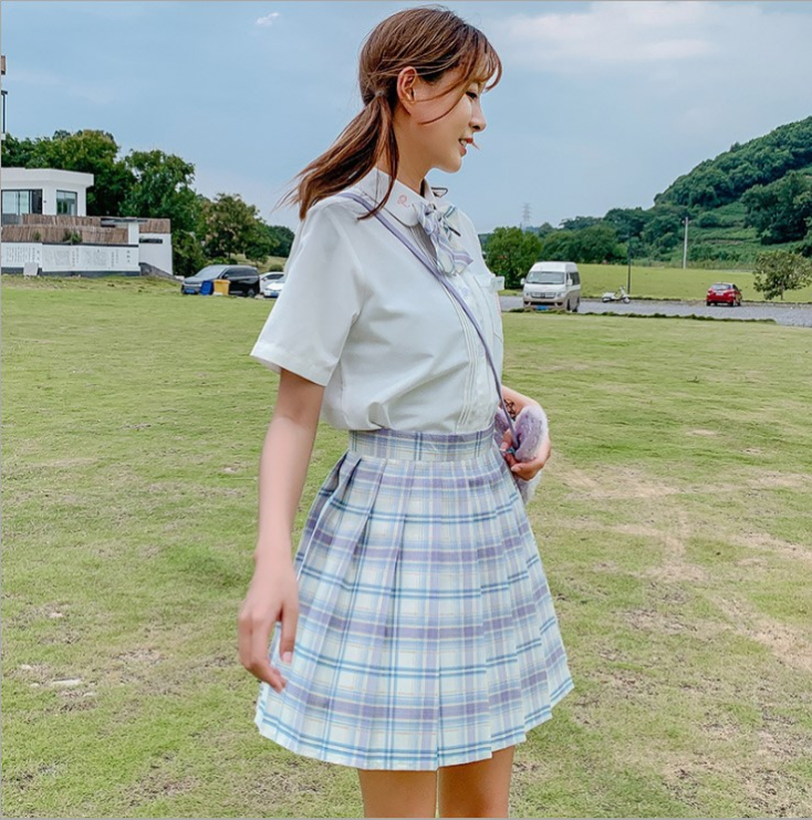 High Waist Plaid Pleated Skirt - Cherry Bomb