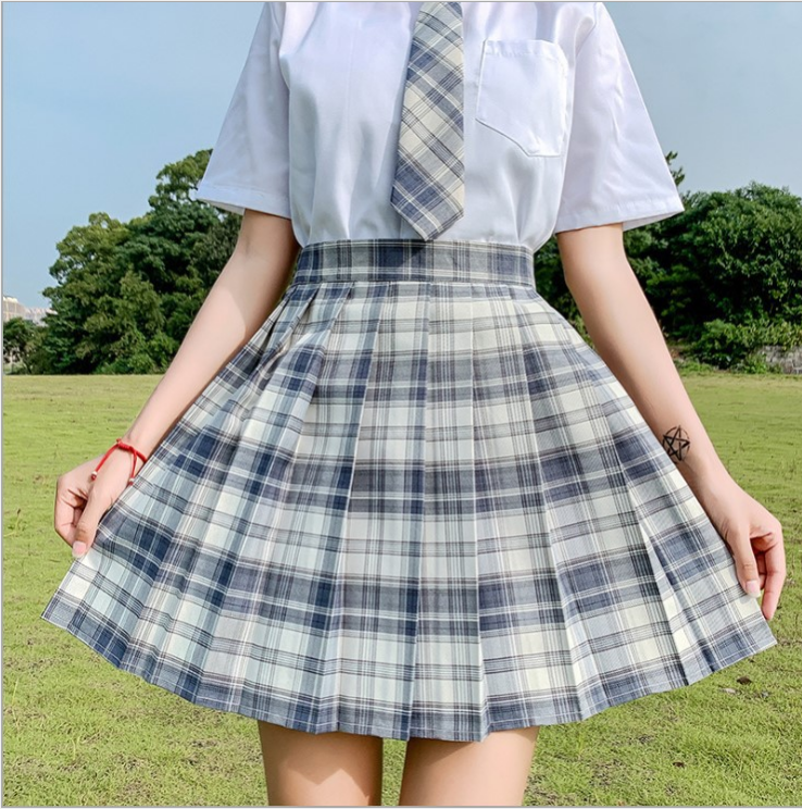 High Waist Plaid Pleated Skirt - Cherry Bomb