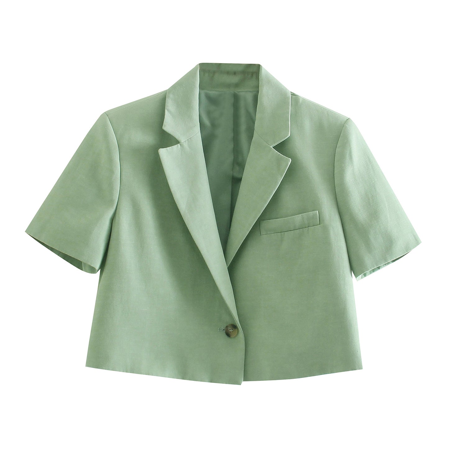Casual Style Linen Short-Sleeved Short Blazer Set - Cherry Bomb