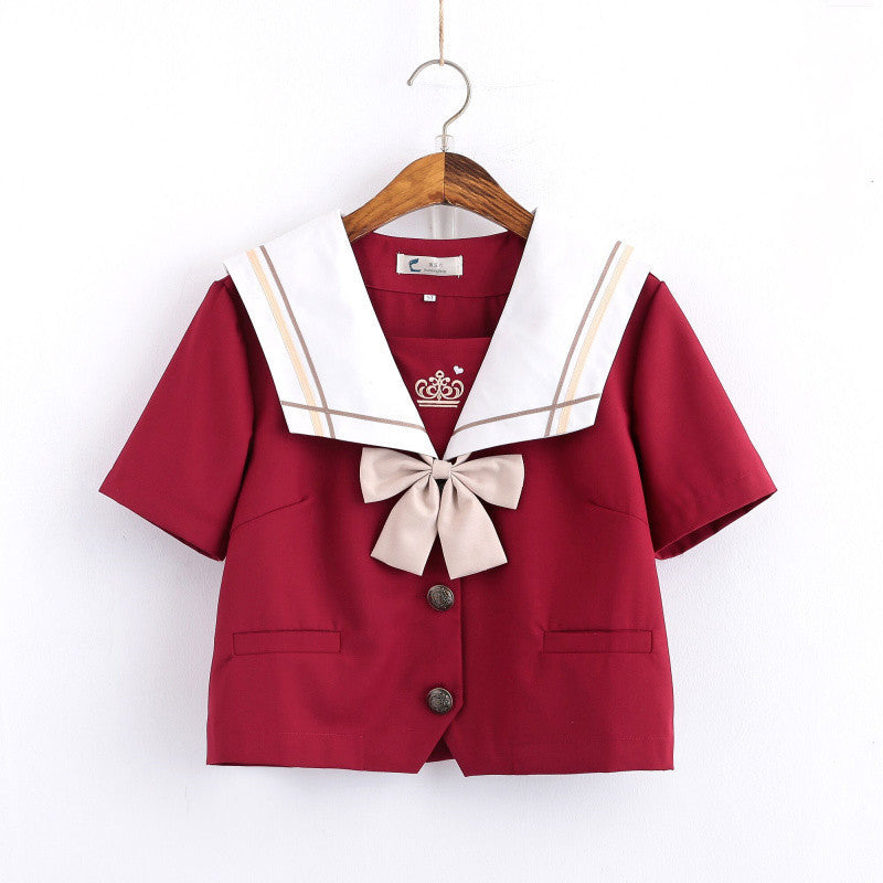 Uniform Pleated-Skirt Sailor Set - Cherry Bomb